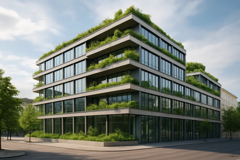Nachhaltiges Bürogebäude in Wien mit moderner Architektur und Fokus auf Energieeffizienz