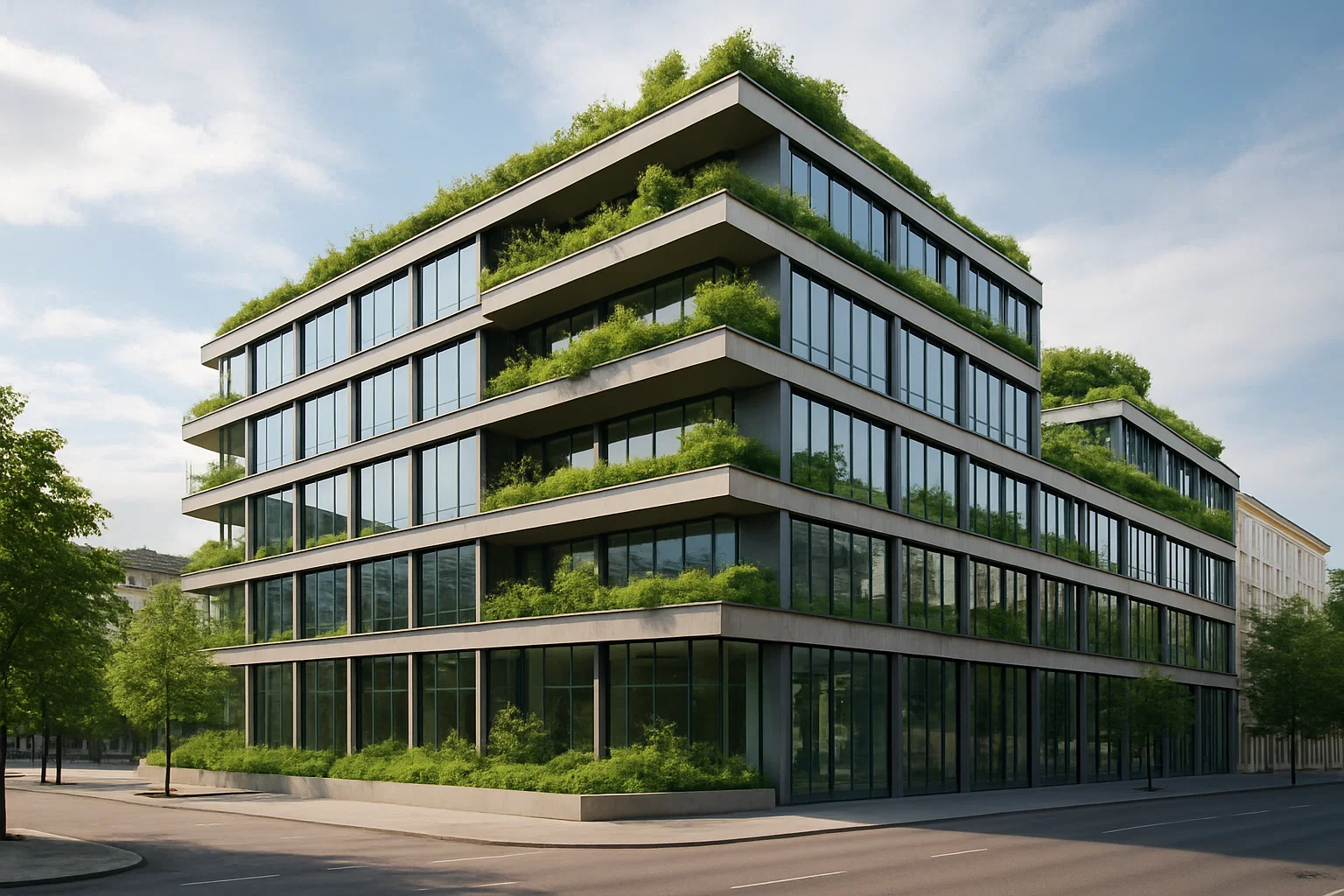 Nachhaltiges Bürogebäude in Wien mit moderner Architektur und Fokus auf Energieeffizienz